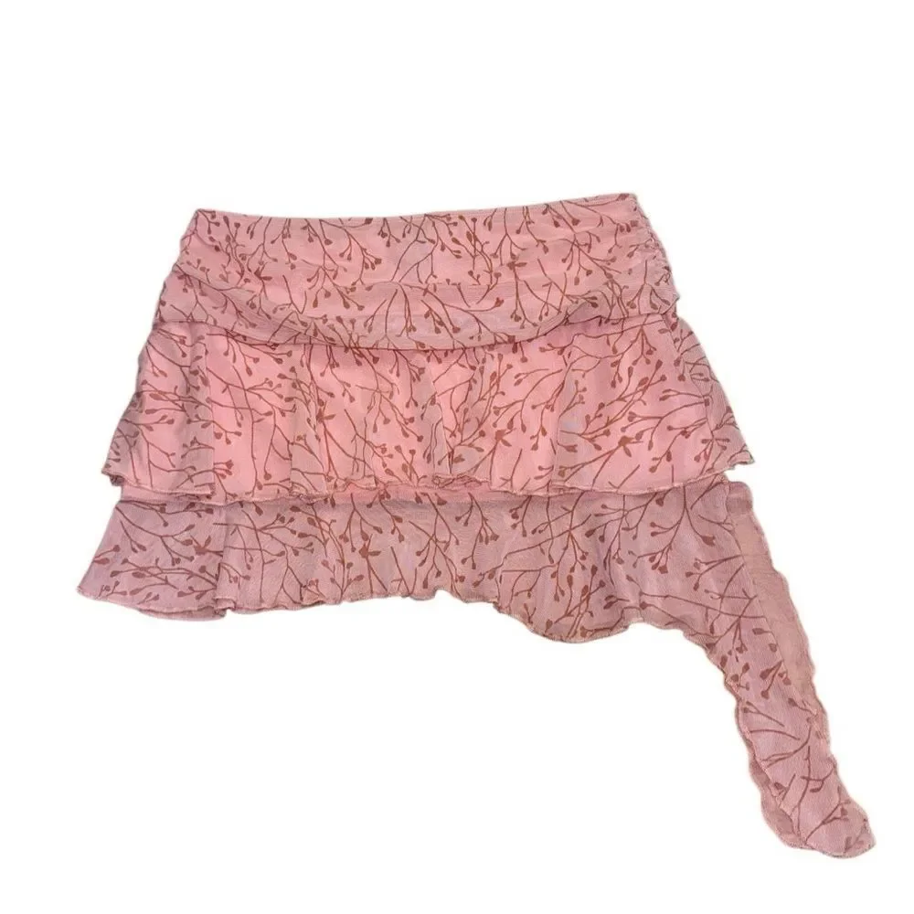 MOTEL Women's Theri Mini Skirt In Shadow Floral Pink Size Large
